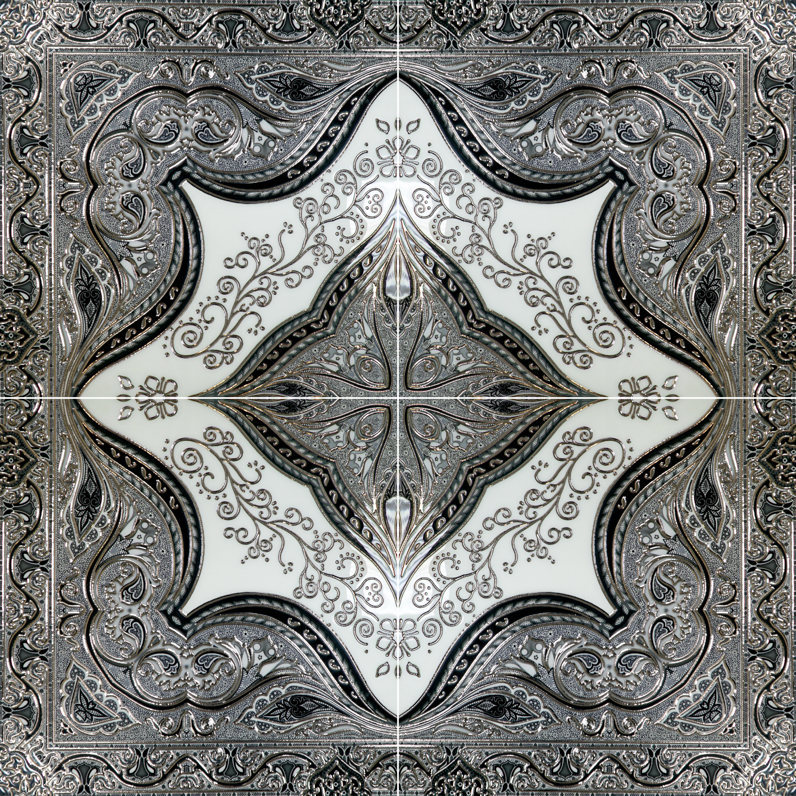 Persian Carpet Decor 120cm x 120cm Wall & Floor Tile (4 Tile Set)